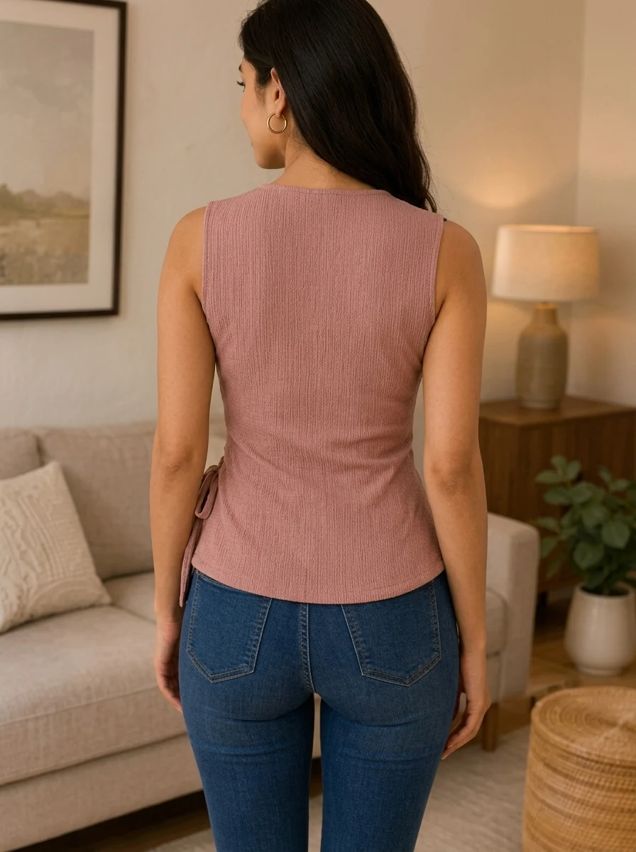 Knit button vest by MARCHAND, Back